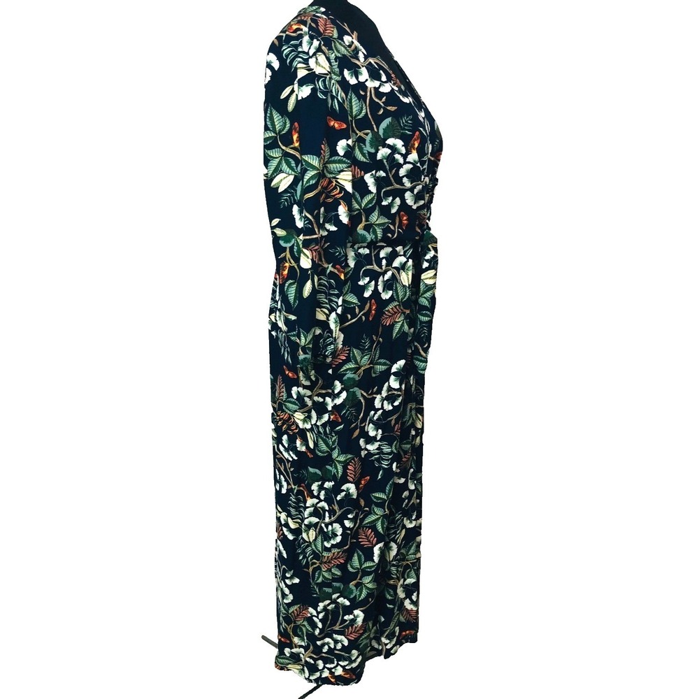 LOFT Maxi Dress Tie Front Floral Feminine 3/4 Slv V Neck Womens Large XL 14 - Picture 4 of 10